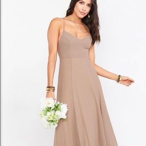 Godshaw goddess gown . Color: dune chiffon